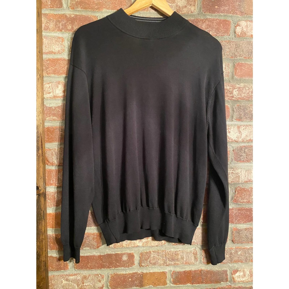 Travel Smith Silk Black Sweater Lightweight Crew Neck Mens size Large